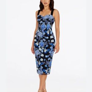 Dress the Population Midnight Floral Midi Dress